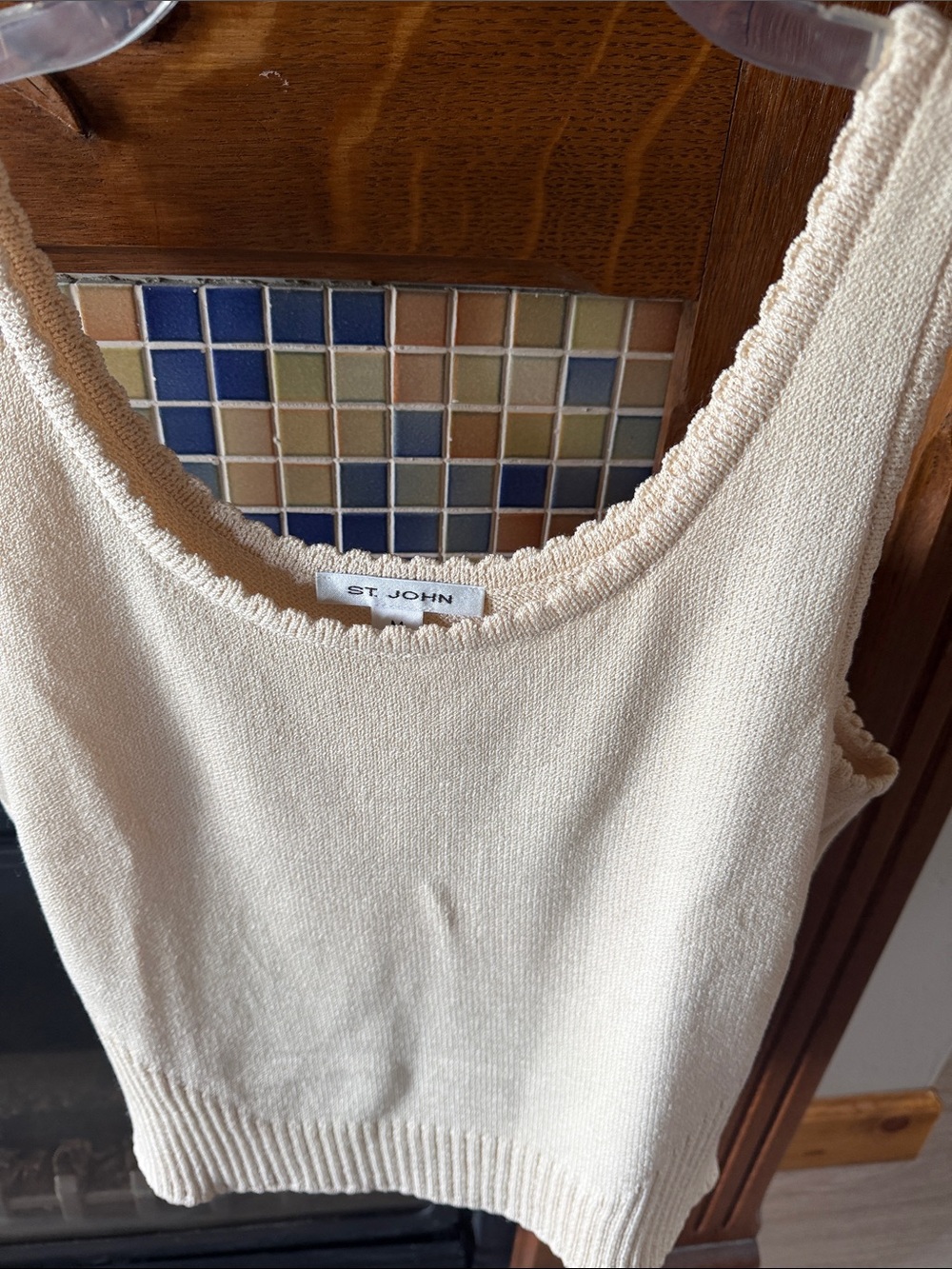 St. John Cream Knit Scoop Neck Tank